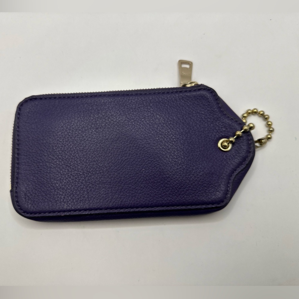 Coach New York Purple Leather Wristlet Pouch - Picture 3 of 14